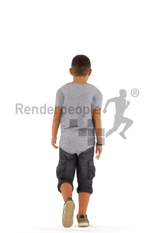 3d people casual, white animated boy walking