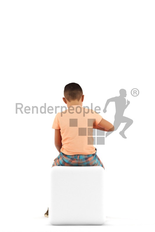 3d people casual, asian 3d kid sitting and drinking