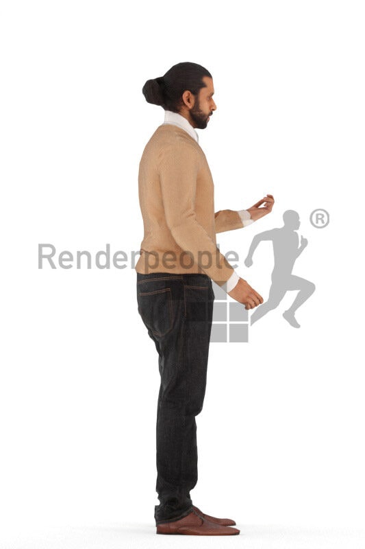 Animated 3D People model for 3ds Max and Maya – indian/middle eastern man in smart casual look, talking