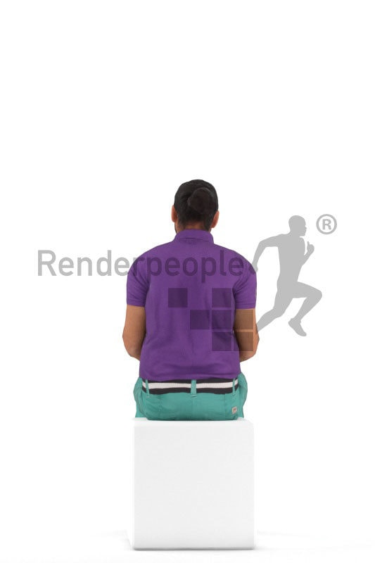 Animated 3D People model for Unreal Engine and Unity – middle eastern man in casual clothes, sitting
