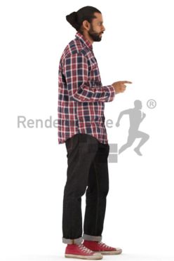 3d people casual, indian 3d man standing and pointing