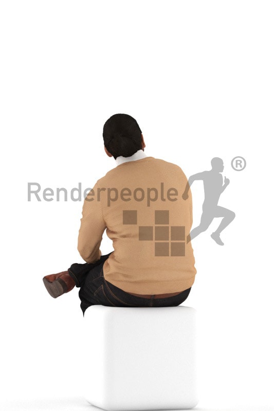 3d people casual, indian 3d man sitting