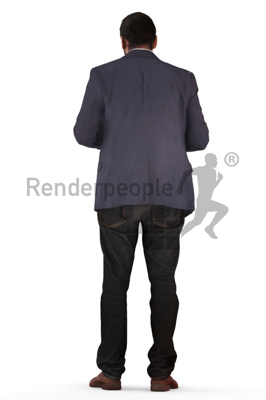 3d people business, indian 3d man standing and looking on his tablet