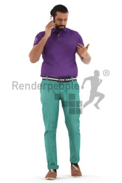3d people casual, indian 3d man walking and calling somebody