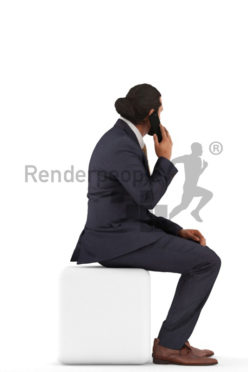 3d people business, indian 3d man sitting and calling