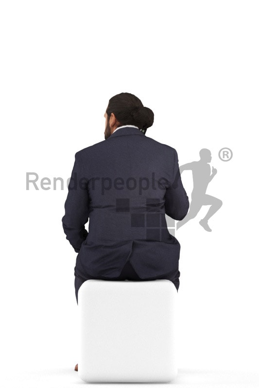 3d people business, indian 3d man sitting and calling