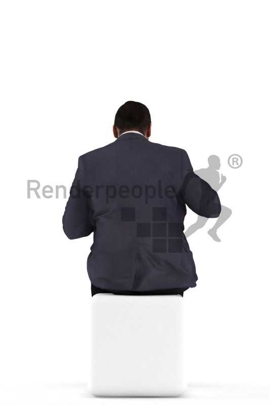 3d people business, indian 3d man sitting and checking briefcase