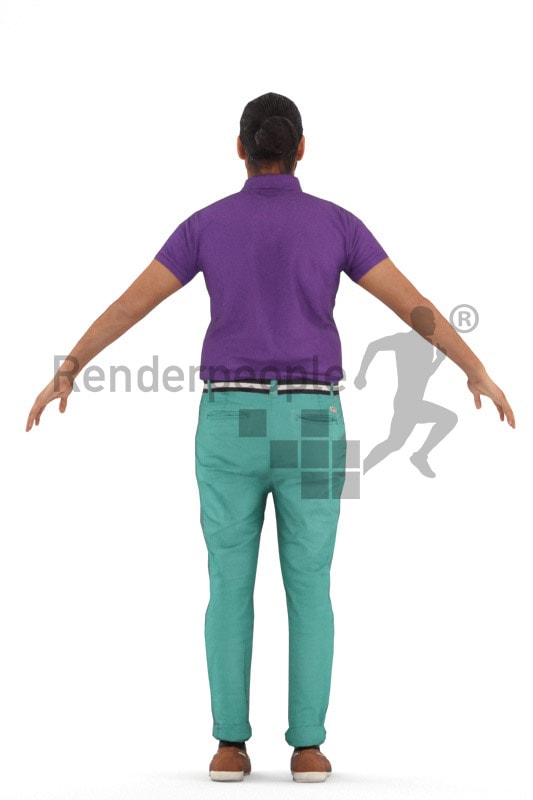 3d people casual, rigged young indian man in A Pose