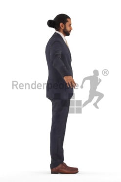 3d people business, rigged young indian man in A Pose