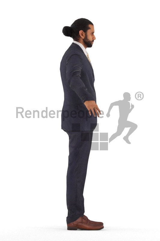 3d people business, rigged young indian man in A Pose
