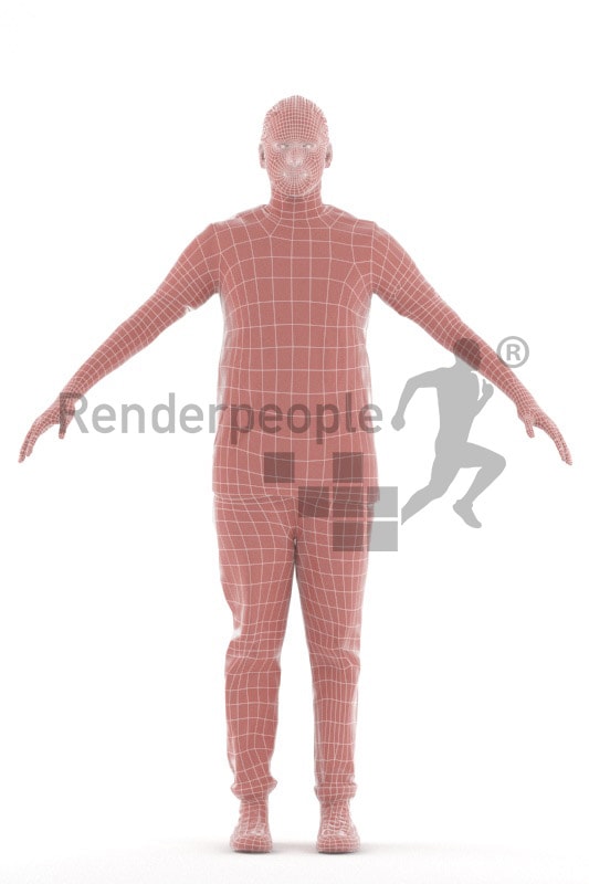 3d people casual, rigged young indian man in A Pose