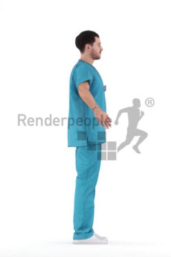Rigged human 3D model by Renderpeople – european male in healthcare clothes