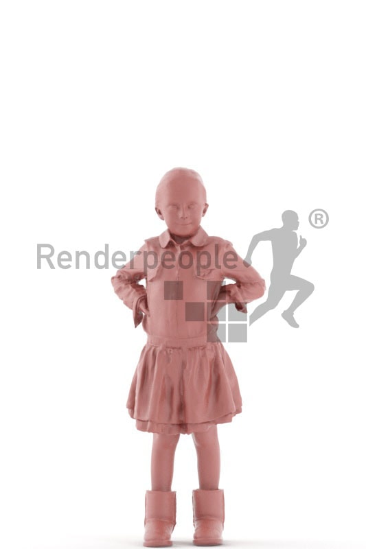 3d people casual, white 3d kid standing