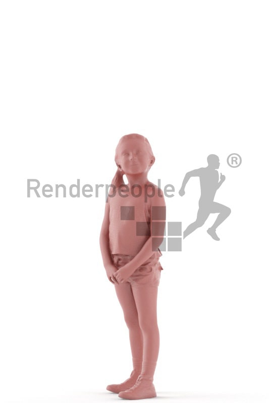 3d people casual, white 3d kid standing and looking up