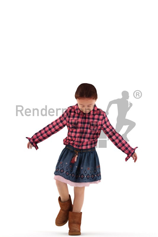 3d people casual, white 3d kid standing and playing