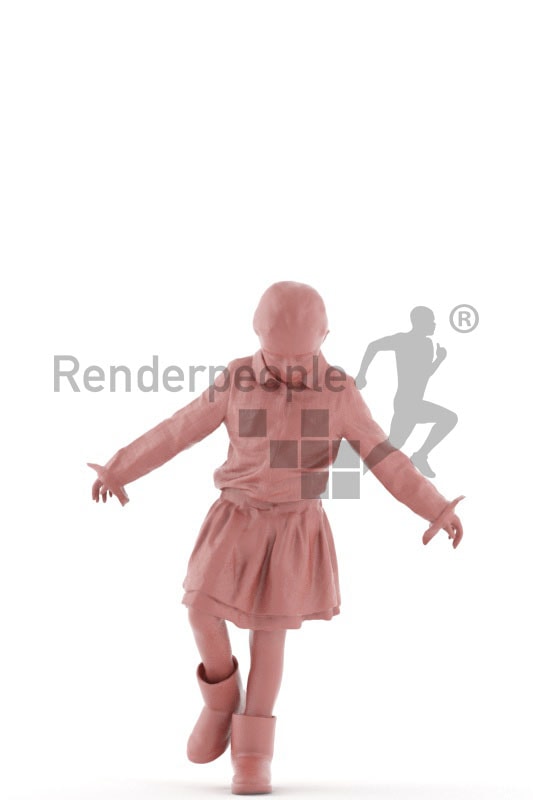 3d people casual, white 3d kid standing and playing