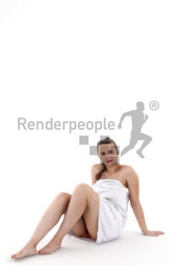 3d people spa, white 3d woman relaxing in spa