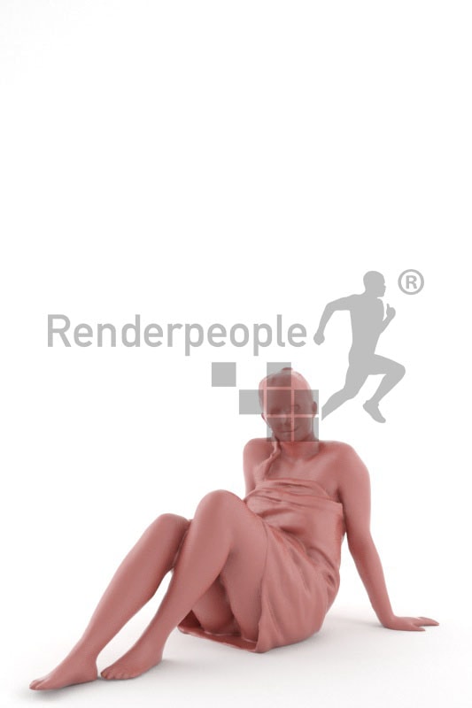 3d people spa, white 3d woman relaxing in spa