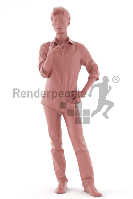 3d people casual, asian 3d man standing and gesturing