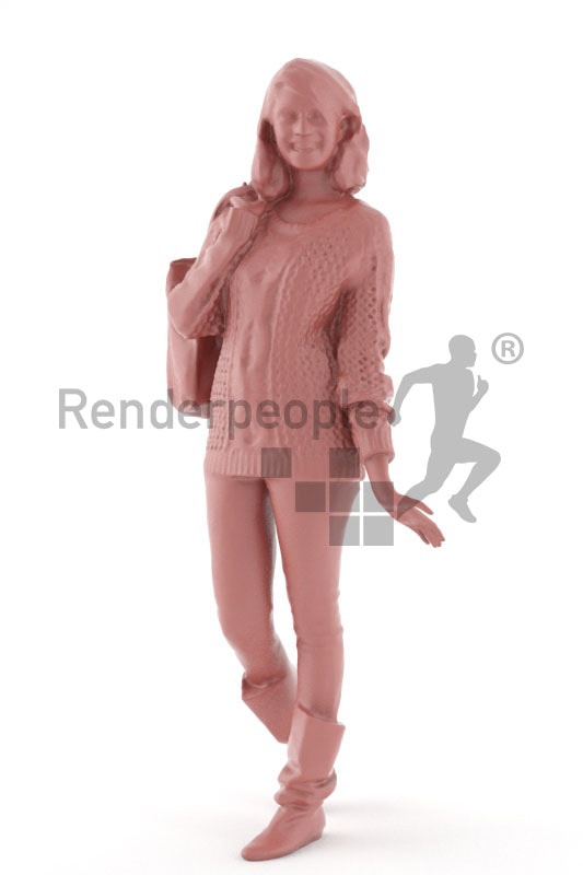 3d people shopping, friendly 3d woman on shopping tour