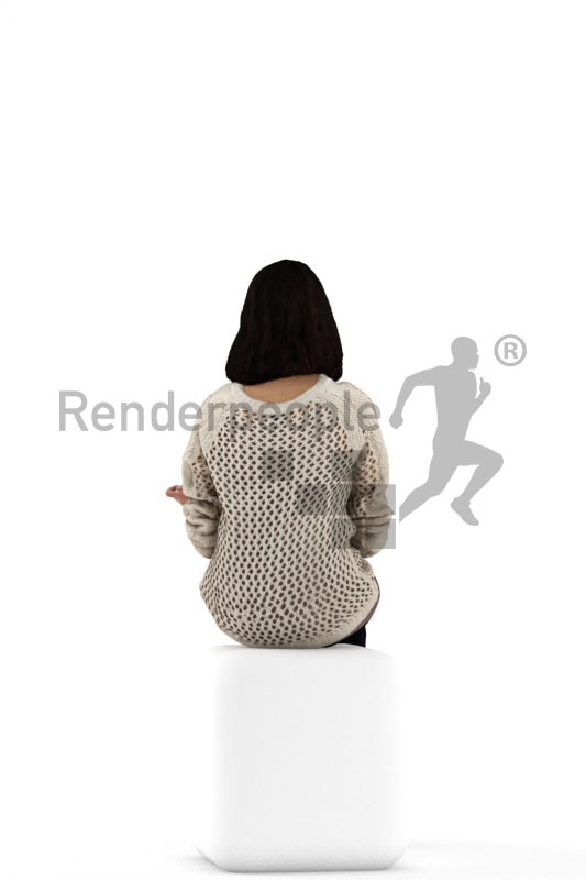 3d people casual, middle eastern 3d woman sitting and smiling