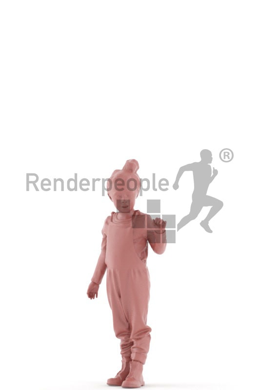 3d people casual, white 3d kid standing and smiling
