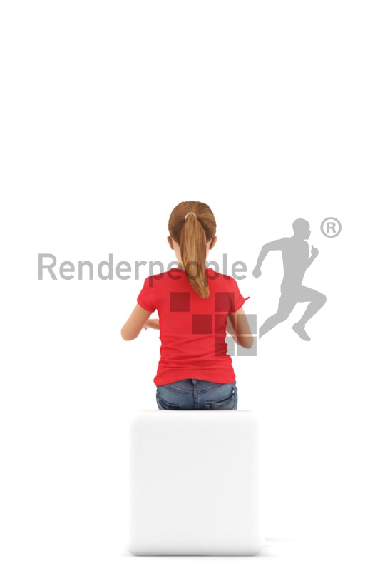 3d people casual, white 3d kid sitting writing