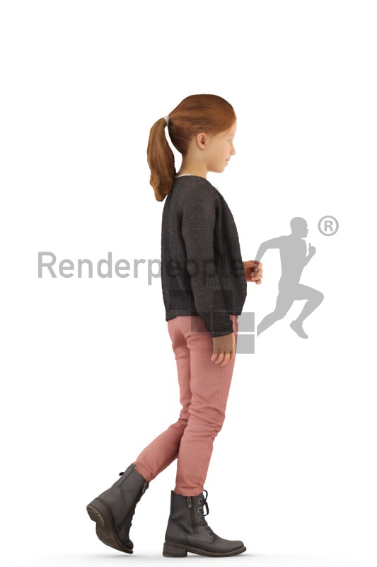 3d people casual, white 3d kid standing and leaning