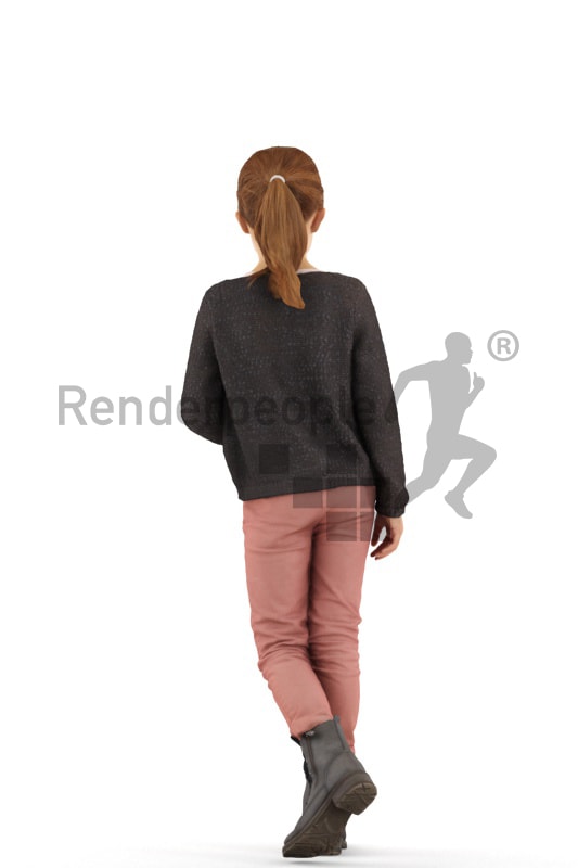 3d people casual, white 3d kid standing and leaning