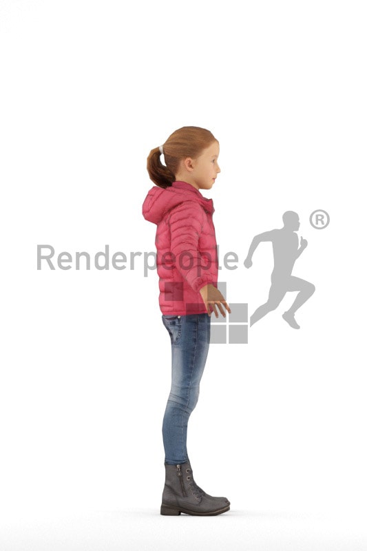 3d people outdoor, rigged kid in A Pose