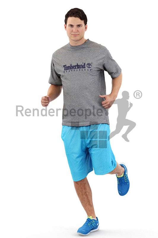 3d people sports, white 3d man jogging