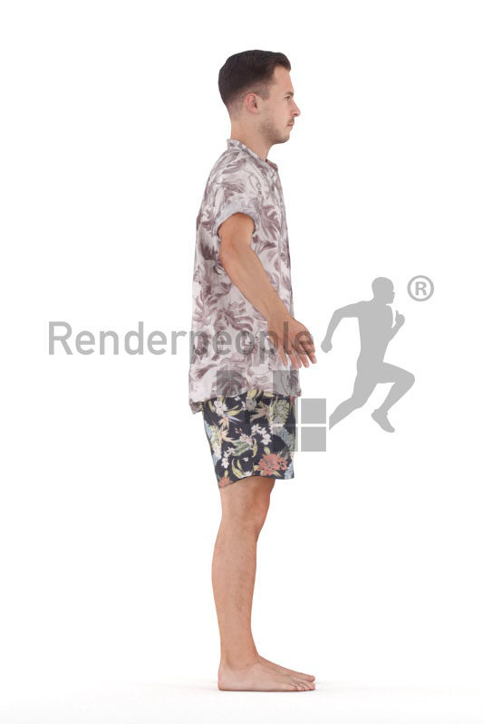 Rigged 3D People model by Renderpeople – european male in relaxed summer look,. beachwear