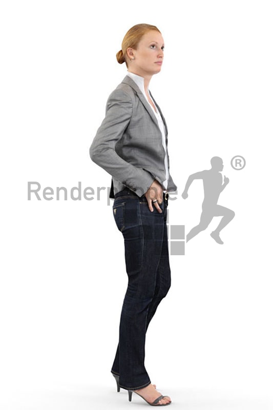 3d people business, white 3d woman in her casual friday outfit