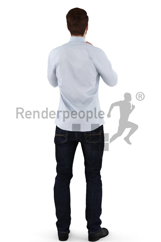 3d people business, white 3d man standing in front of a mirror