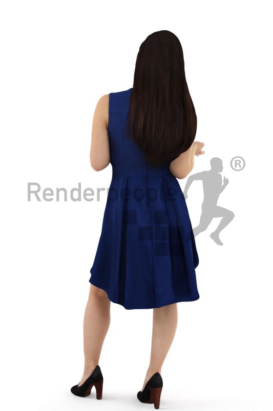 3d people event, nicely dressed 3d woman wearing a fancy blue dress
