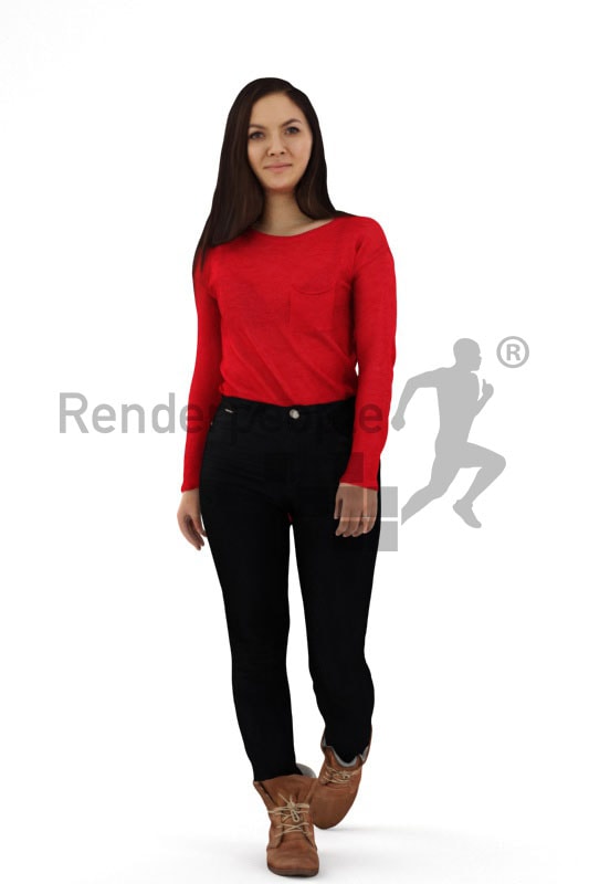 3d people casual, southern 3d woman walking