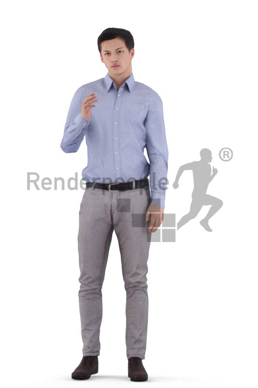 Animated 3D People model for visualization – european male in business look, talking