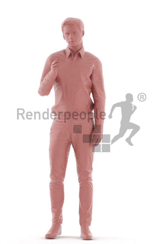 Animated 3D People model for visualization – european male in business look, talking