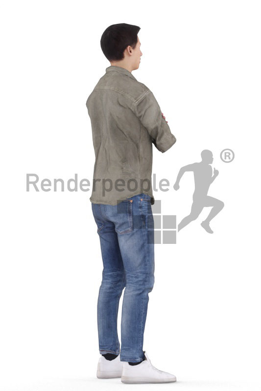 Animated 3D People model for visualization – european man, casual clothing, standing