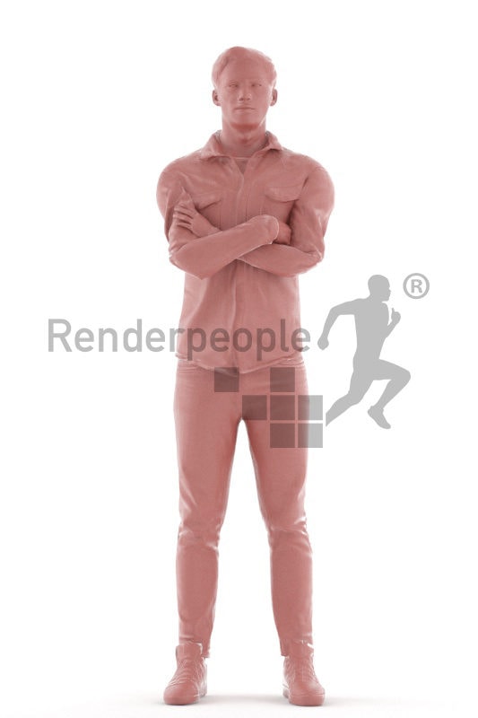 Animated 3D People model for visualization – european man, casual clothing, standing