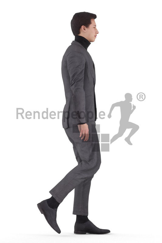 Animated 3D People model for 3ds Max and Maya – european man in business look, walking