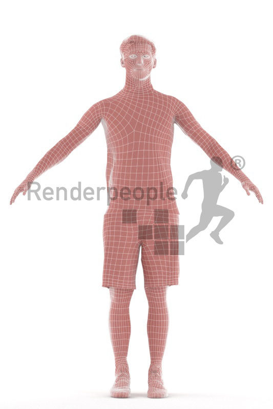 3d people sports, 3d white man rigged
