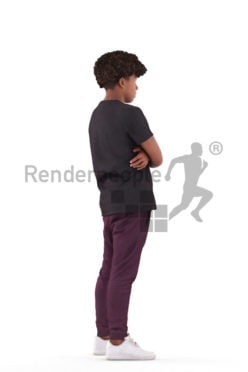 Scanned 3D People model for visualization – black teenager in casual sporty look