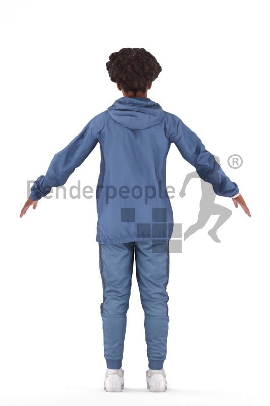 3d people casual, 3d black teenager rigged