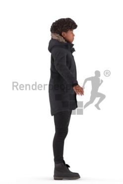 Rigged human 3D model by Renderpeople – black teenager in outdoor look