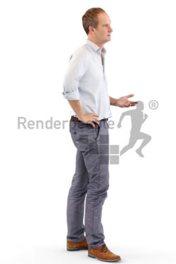 3d people business, white 3d man standing and talking