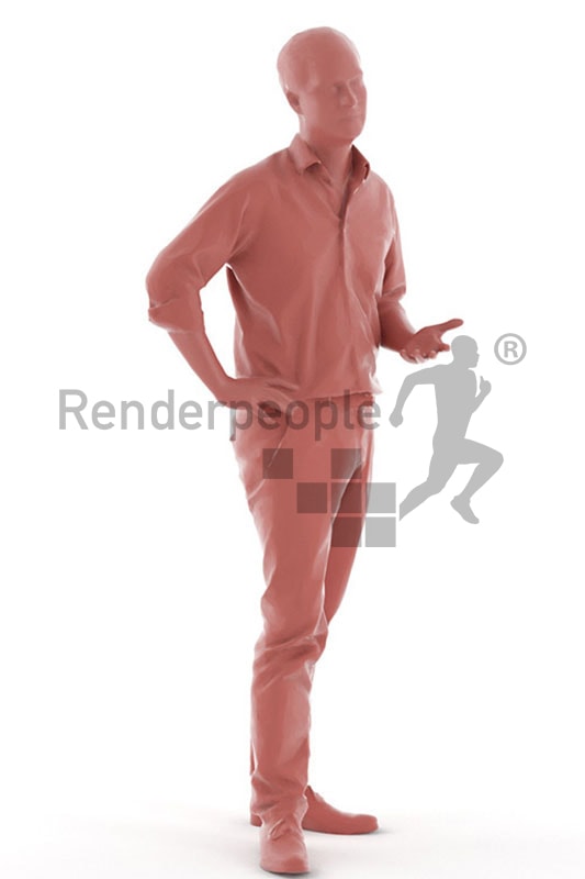 3d people business, white 3d man standing and talking