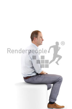 3d people business, white 3d man sitting