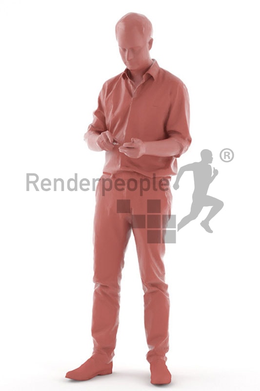 3d people business, white 3d man standing and using a tablet