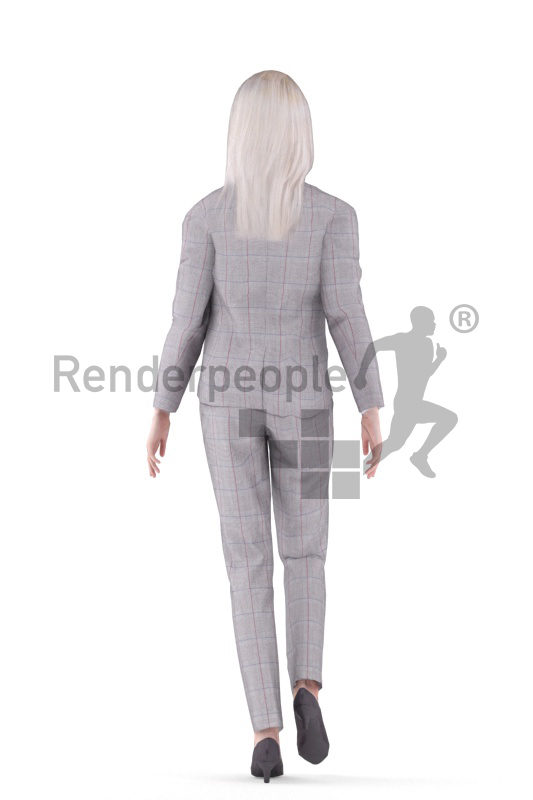 Animated 3D People model for realtime, VR and AR – asian woman, in business look